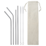 Blank Stainless Steel Straws for 12oz 20oz 30oz Tumbler Wine Glass Cups Mug with Cleaning Brush and Reusable Pouch