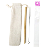 Custom Reusable Bamboo Drinking Straw Cleaning Brush W/ Cotton Pouch or OPP Bag, Laser Engraved
