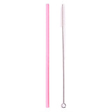 Blank Reusable Silicone Straw with Cleaning Brush