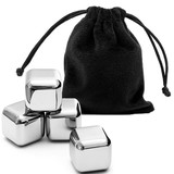 Muka 4 Piece Stainless Steel Whiskey Chilling Stones with Drawstring Bag
