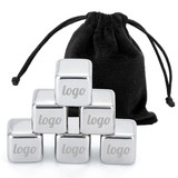 Muka Customized Stainless Steel Whiskey Stones, Pack of 6 with Pouch Bag, Laser Engraved
