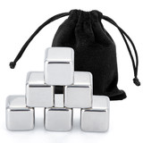 Muka 6PCS Metal Ice Cubes for Drinks with Drawstring Bag