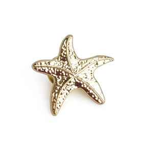 TOPTIE 3D Cast Silver Gold Starfish Lapel Pins, 25PCS/Pack, 1"