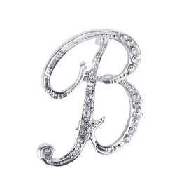 TOPTIE A to Z 26 Letters Silver Plated Metal Clear Crystal Lapel Pin Brooches Collar