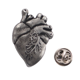 (Price/25 PCS) TOPTIE Anatomical Heart Lapel Pin , 1" L x 0.75" W