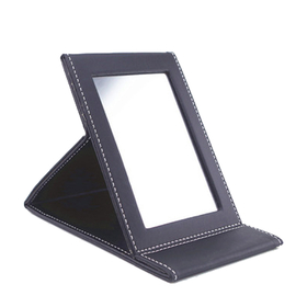 Blank PU Leather Portable Folding Travel Mirror, Vanity Mirror, 6-7/10" L x 4-1/3" W