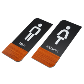 Aspire Blank Acrylic Woodgrain Adhesive Backed Men and Women Bathroom Sign Restroom Signs Toilet Sign, 9.25" L x 4" W