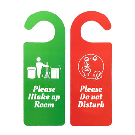 Custom Double Sided Please Make Up Room Door Hanger Tag Warning Sign, 3.55" W x 9.85" L x 0.033" Thick