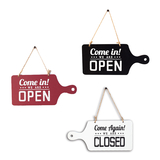 Blank Wooden Double Sided Open and Closed Sign, Open Closed Sign with Rope for Business Door, Two Style