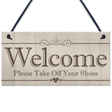 Aspire Blank Wooden Welcome Please Take Off Your Shoes Sign, Single Sided Please Remove Your Shoes Signs, 4