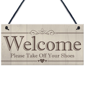 Aspire Blank Wooden Welcome Please Take Off Your Shoes Sign, Single Sided Please Remove Your Shoes Signs, 4"L x 7.9"W