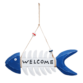 Aspire Blank Wooden Fish Bone Welcome Sign, Vintage Beach Style