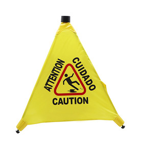 Aspire Blank Foldable Caution Wet Floor Safety Sign, Pop-Up Floor Cone, Approx 20" H