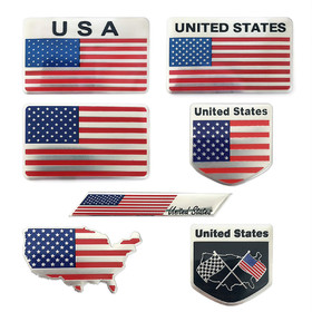 Aspire US American Flag Series Metal Emblem, Self-Adhesive, Waterproof and Weather-resist