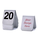 Aspire Customized Stainless Steel Tent Style Table Number, Color Imprinted Double Sided Number Sign, 2.36