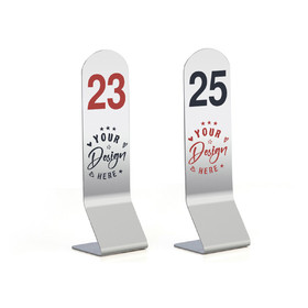 Muka Personalized Stainless Steel Table Number, Color Imprinted Tall Tabletop Number