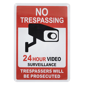 Aspire Premium Aluminum 24 Hour Video Surveillance Sign, No Trespassing Sign, Trespassers Will Be Prosecuted Sign, 7" W x 10" L