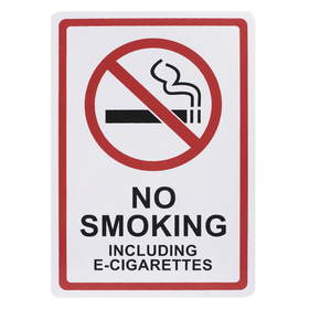 Aspire Plastic No Smoking Including E-Cigarettes Sign with 3M Tape, No Smoking Sign, 7" W x 10" L