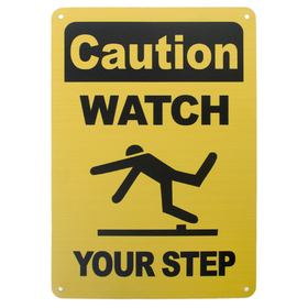 Aspire Premium Aluminum Watch Your Step Safety Sign Warning Sign for School and Business, 7" W x 10" L