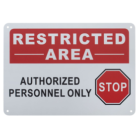 Aspire Aluminum Restricted Area Sign, Authorized Personnel Only Sign, 7" W x 10" L