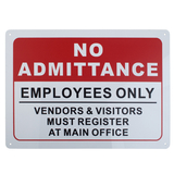 Aspire Aluminum No Admittance Employees Only Sign, 10
