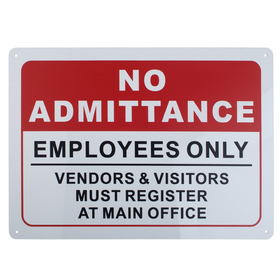 Aspire Aluminum No Admittance Employees Only Sign, 10" W x 14" L