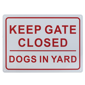 Aspire Keep Gate Closed Dogs in Yard Sign, 10" W x 14" L