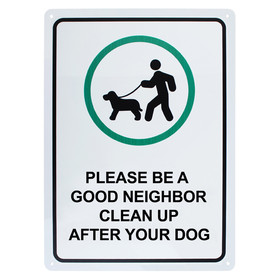 Aspire Aluminum Please Be A Good Neighbor Clean Up After Your Dog Sign, 10" W x 14" L
