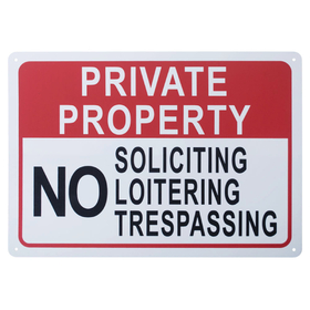 Aspire No Soliciting No Loitering No Trespassing Sign Private Property Signs, 10" W x 14" L
