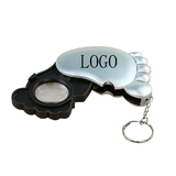 Custom Foot Shaped Magnifier Keychain w/ LED Lamp - 10X Lens - 1 LED, 3.35
