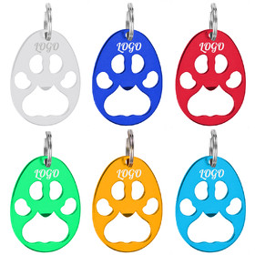 Custom Paw Shaped Bottle Opener with Keychain, 3-1/4"H x 1-3/4" W, Laser Engraved