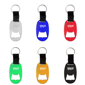 Custom Oval Bottle Opener Keychain with Stray, 4"L x 1-3/8" W, Laser Engraved
