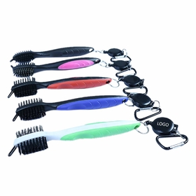 Aspire Custom Dual-sided Brush Cleaning Brush with Carabiner, 7" L x 1-1/2" W, Screen Printed
