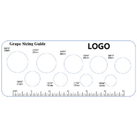 Custom Grape Sizing Gauge, Measuring Tool, 7.25" L x 3" W, Screen Printed