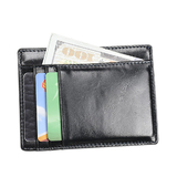 Blank Genuine Leather Access Denied Rfid Wallet Ultra Thin, 4-1/2
