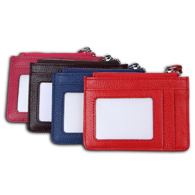 Aspire Custom Small Womens RFID Zippered Card Holder Wallets with ID Window & Key Chain, 4.5"L x 3.4"W, Debossed