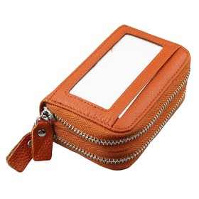 Blank Women's Leather Credit Card Case Holder RFID Accordion Wallet with ID Window Mini Purse, 4.33"L x 2.95"W