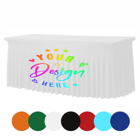 TOPTIE Customized Fitted Table Cover for 4 FT Table Full Color Imprint Stretch Fabric Open Back