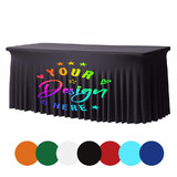 TOPTIE Customized Fitted Tablecloth for 6 FT Table Full Color Imprint Stretch Fabric Close Back