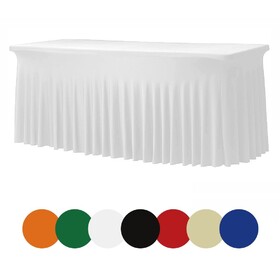 TOPTIE Blank Fitted Tablecloth for 6 FT Table Full Color Imprint Stretch Fabric Open Back