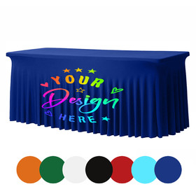 TOPTIE Personalized Fitted Table Cover Fits 8 FT Table Full Color Imprint Stretch Fabric Open Back