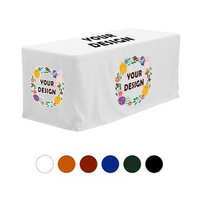 TOPTIE Custom Fitted Table Cover for 4 FT Table, Full Color Imprint, Open Back