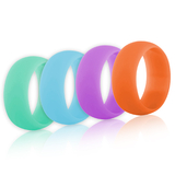 (Price/4 Pcs) GOGO Women's Silicone Wedding Rings Pack - 9 mm Wide (2 mm Thick) - Aqua Marine, Light Cyan, Lilac, Soft Orange