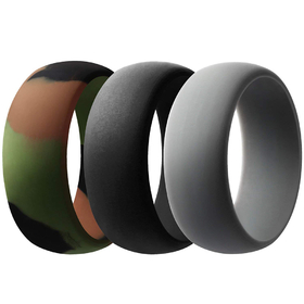 (Price/3 PCS) GOGO Silicone Rings, 3 PACK Rubber Wedding Bands for Men - 8.7 mm Wide