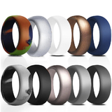 (Price/10 PCS) GOGO Silicone Rings, 10 Pack Rubber Wedding Bands for Men - 8.7 mm Wide