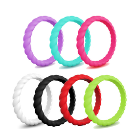 (Price/7 PCS) GOGO Stackable Silicone Wedding Rings Women Active Sports Thin Rubber Bands