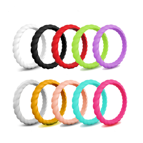 (Price/10 PCS) GOGO Braided Silicone Ring Premium Fashion Forward Silicone Ring