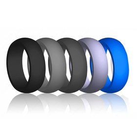 (Price/5 PCS) GOGO Silicone Wedding Ring, Safe and Sturdy Rubber Band - 8mm Wide
