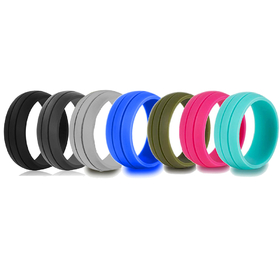 (Price/7 PCS) GOGO Silicone Rings, Wedding Bands for Women and Men - 8.5 mm wide