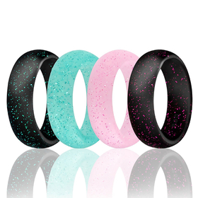 (Price/4 PCS) GOGO Silicone Wedding Ring for Women,Rubber Rings,Comfortable fit,No-Toxic,Skin Safe